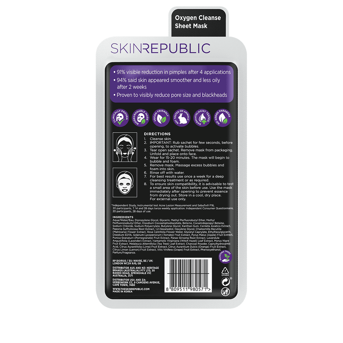 Maschera Viso Bolle Purificante + Carbone Attivo