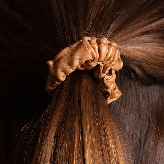 Vegan Scrunchie narrow Camel
