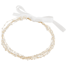 Bohostil, feiner goldener Drahthaarschmuck mitweissen Perlen