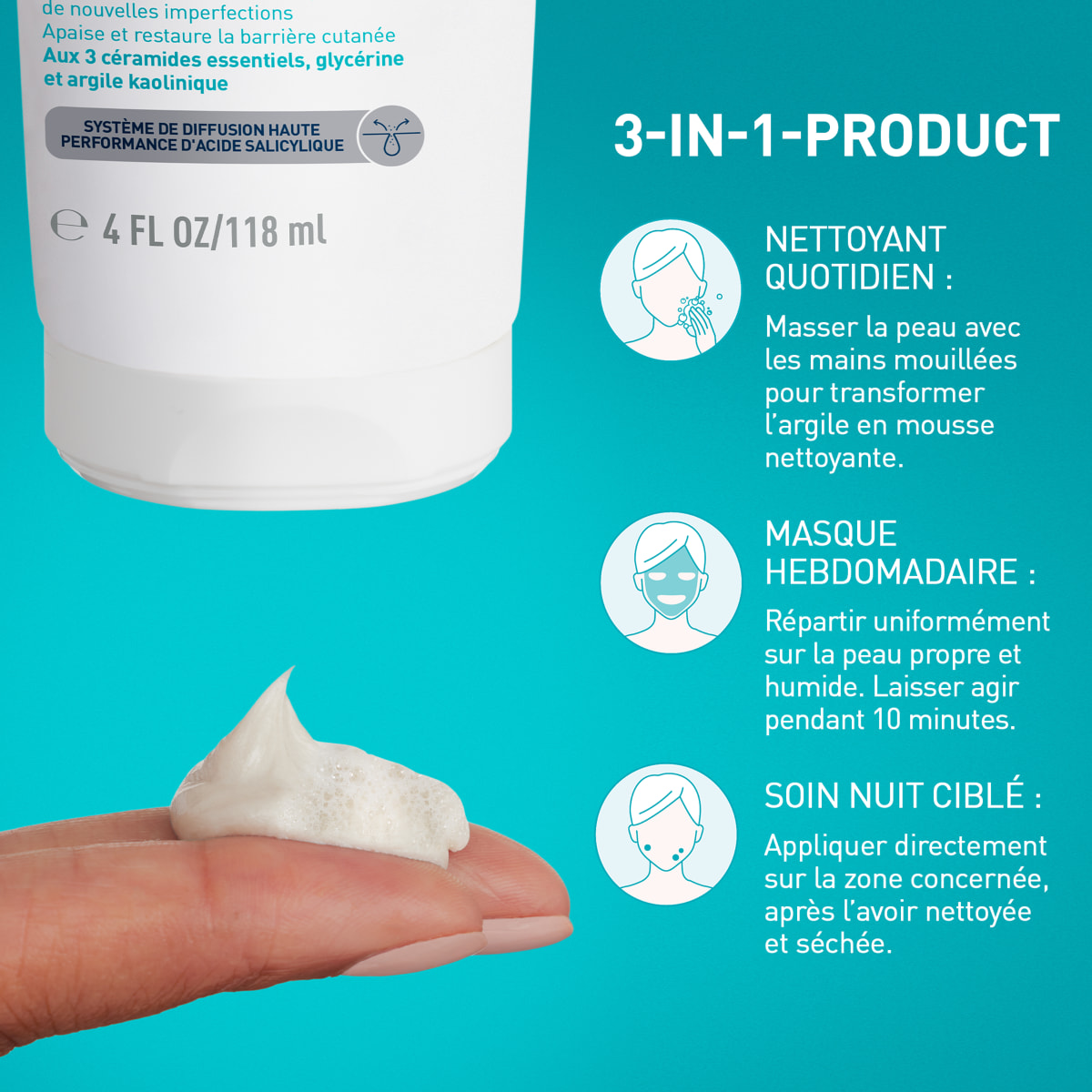 Nettoyant 3-en-1 argile à mousse