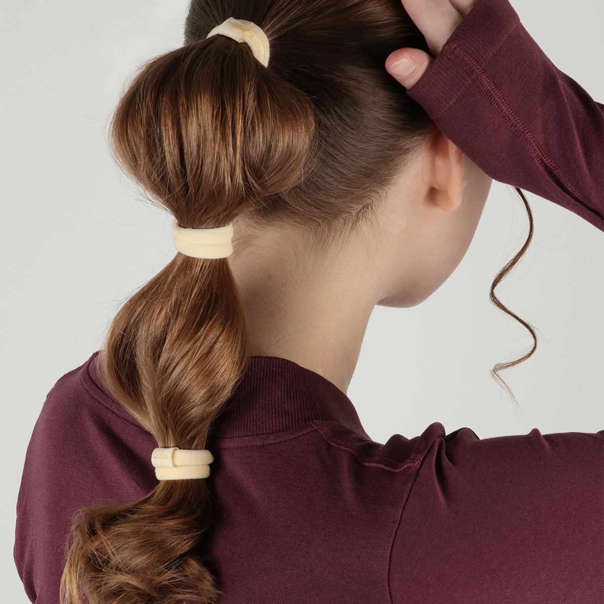 Elastico per capelli Yoga morbido 6 pezzi, beige, rosa terracotta