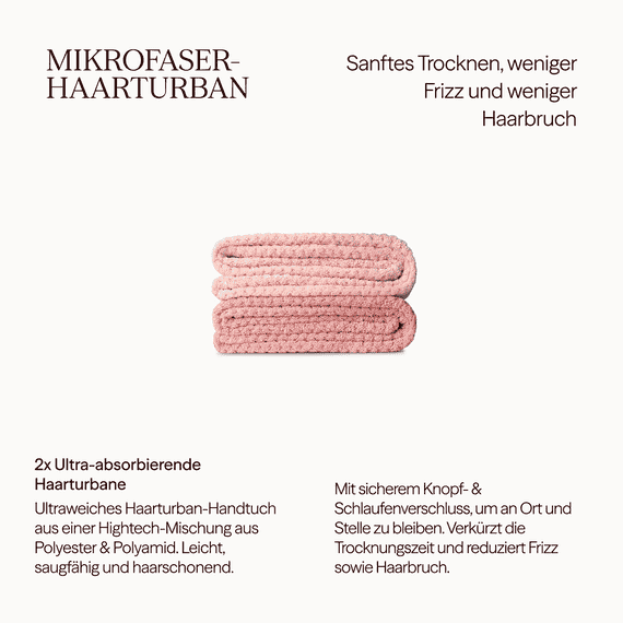 Ultrasaugstarkes Mikrofaser-Haarturbanhandtuch - 2er Set - Blush & Soft Rose