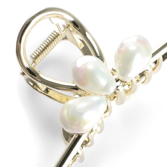 Clip In Metallo Con Tre Grandi Perle - oro
