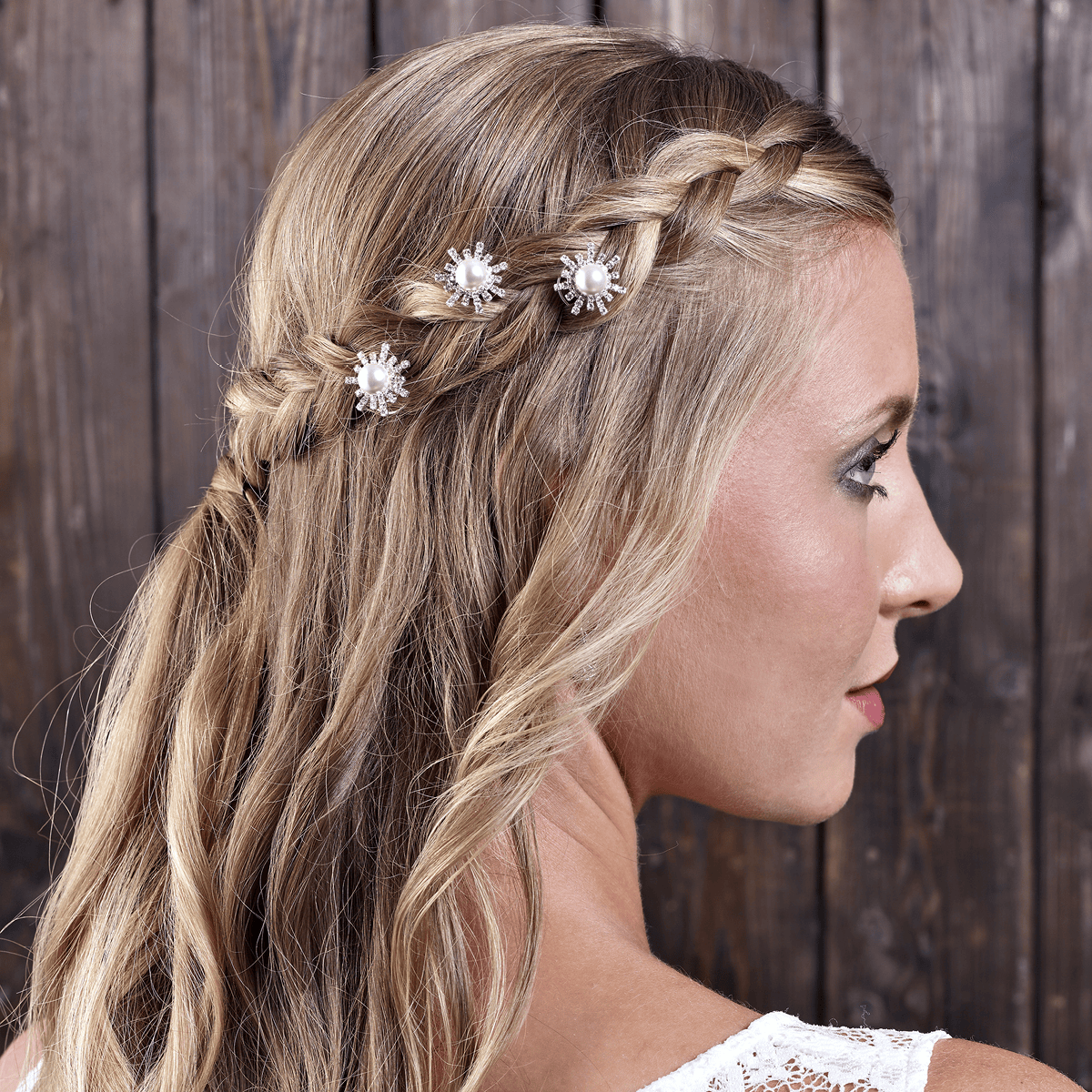 Riccioli con perline e strass, 2 cm, 4 pezzi