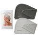Ultrasaugstarkes Mikrofaser-Haarturbanhandtuch - 2er Set - Dark Grey & Dove Grey