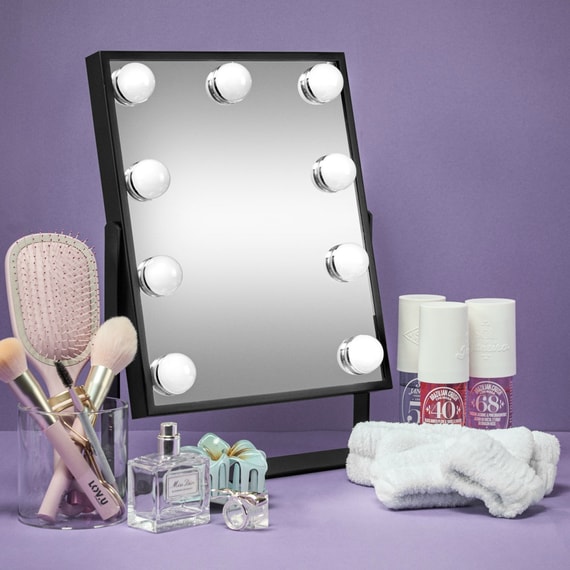 Miroir de maquillage avec 9 lumières LED puissantes