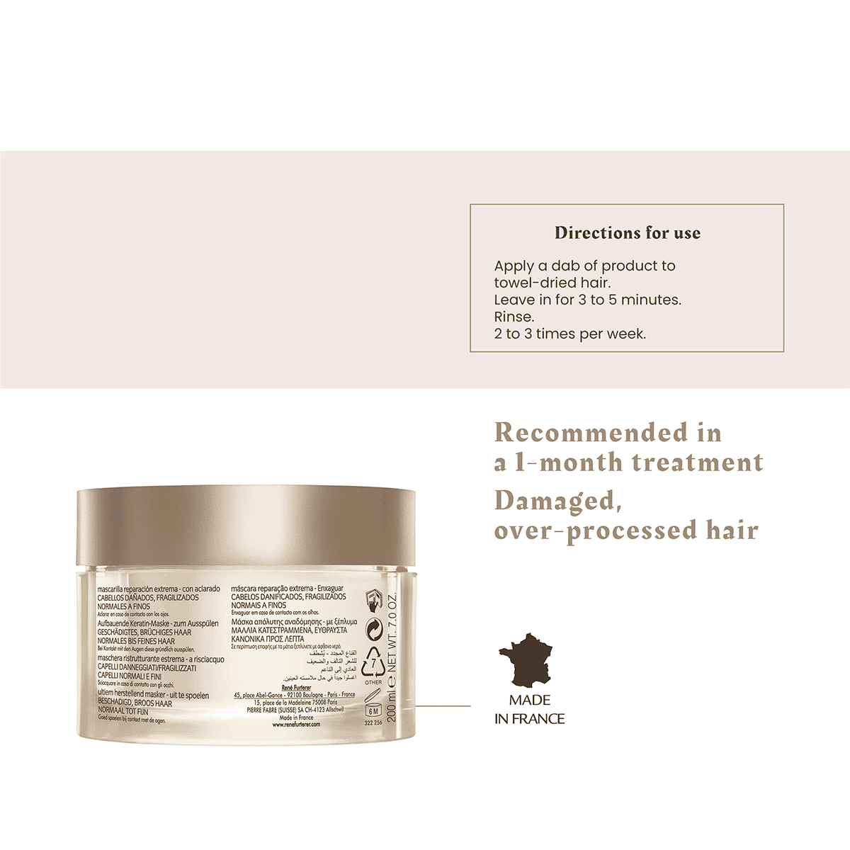 Aufbauende Keratin-Maske für geschädigtes, brüchiges Haar