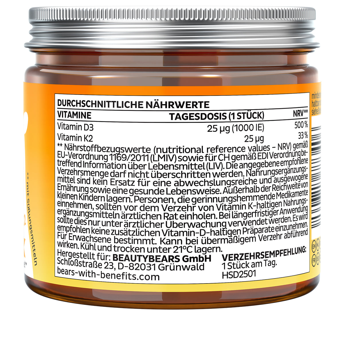 Hey Sunshine Sun Vitamins with D3, sugar-free - 30 Bears
