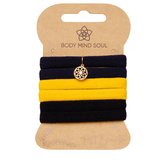 Hair band Yoga soft, 6 pcs, navy, yellow, black