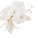 Hair comb in delicate gold with fabric flowers and beaded leaves