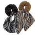 Fausse Fourrure Scrunchie avec Noeud en Satin - marron et noir