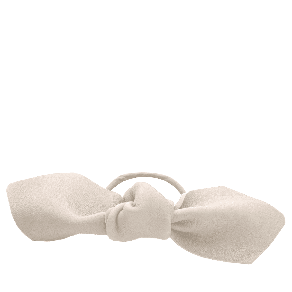 Leather Bow Big Hair Tie Cream