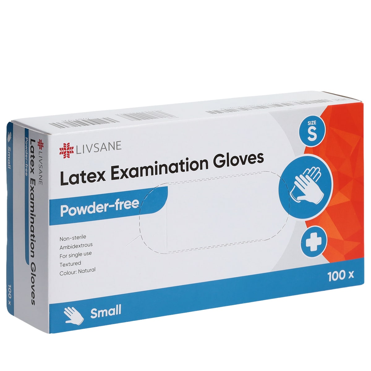 Gants d'examen en latex S sans poudre, 100 pièces.