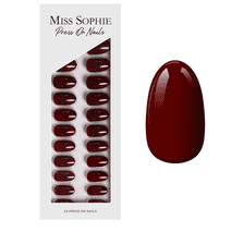 Burgundy Press On Nails Short Round