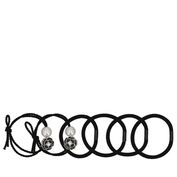 Hair Elastic Set With Decoration - Black