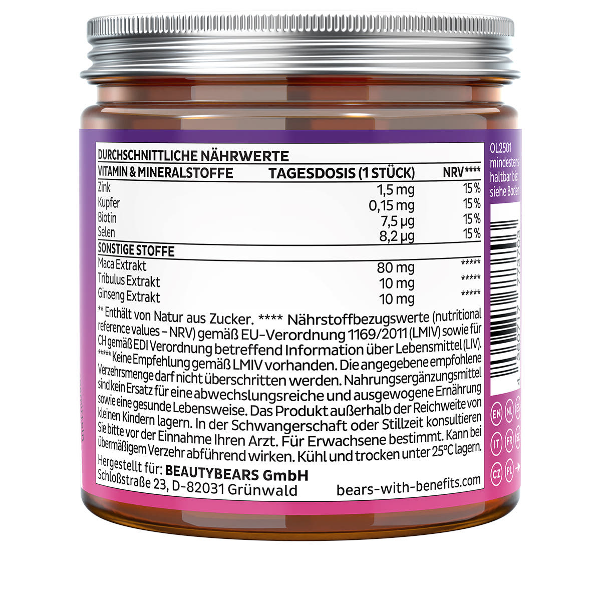 Oh Yeah Bear Libido Vitamin, Maca & Saffron Extract - 60 Bears