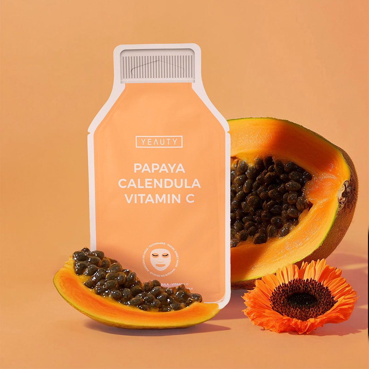 Tuchmaske Papaya, Calendula, Vitamin C