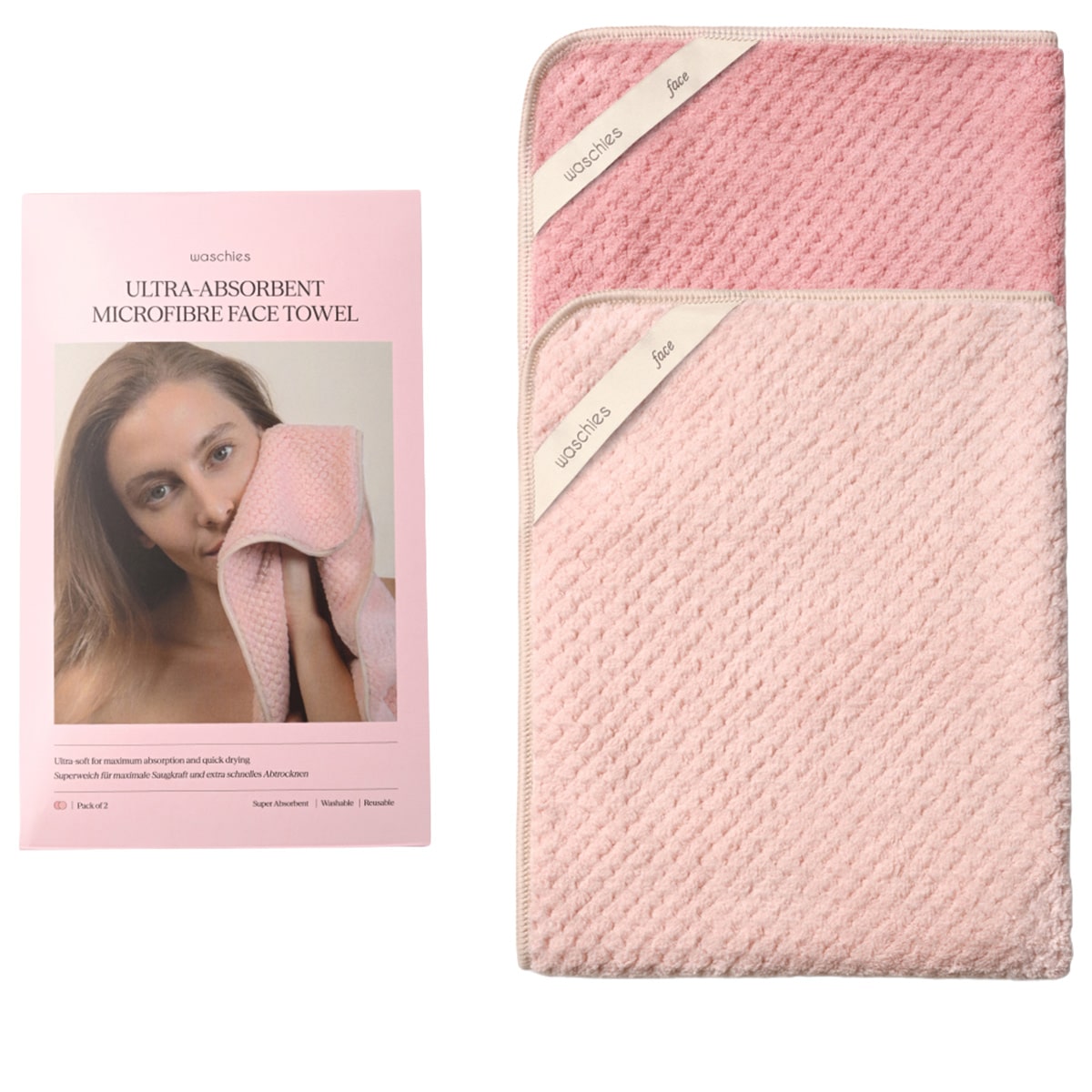 Ultra-absorbent face towel - set of 2