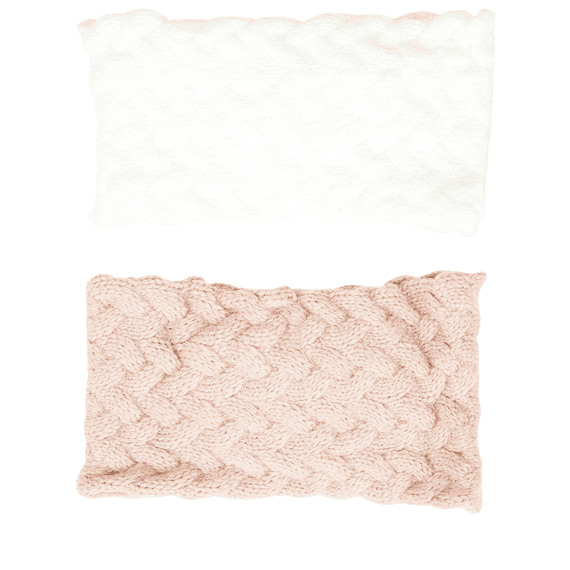 Knitted hairband offwhite and pink, duopack
