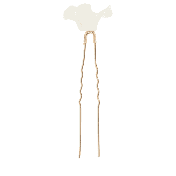 Hairpins With Ceramic Flowers & Pearls - Gold