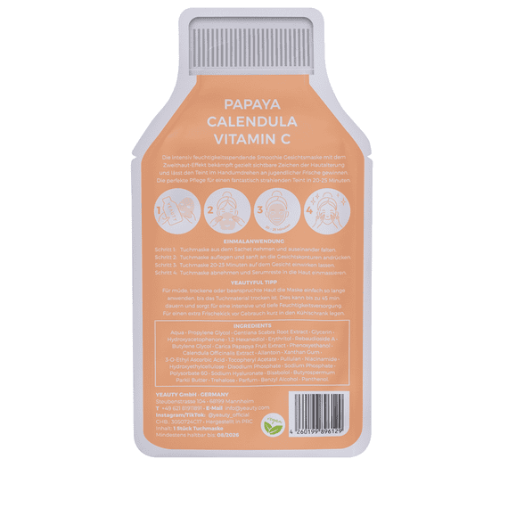 Tuchmaske Papaya, Calendula, Vitamin C