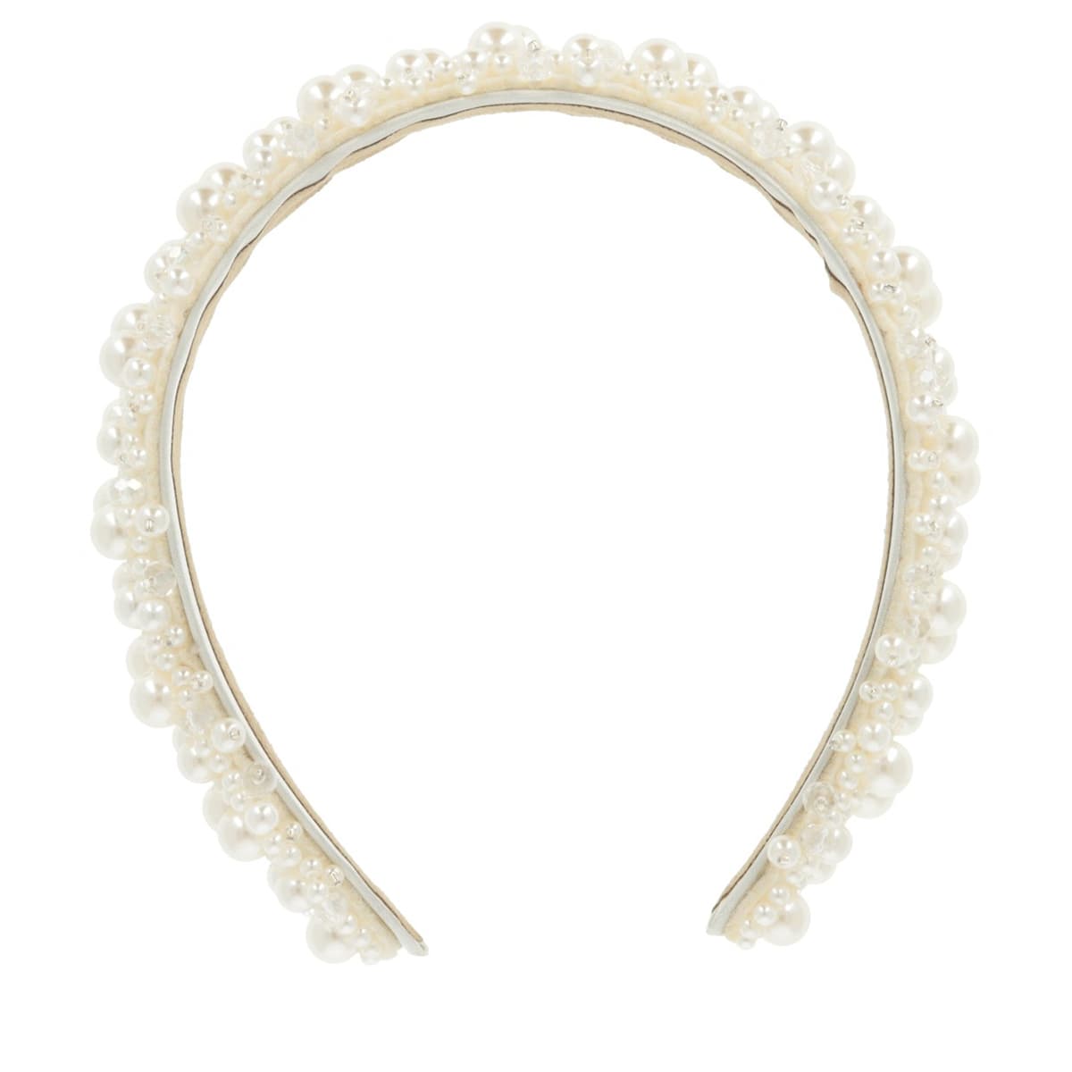 Breiter Haarreif mit Perlen & Strass - Ivory