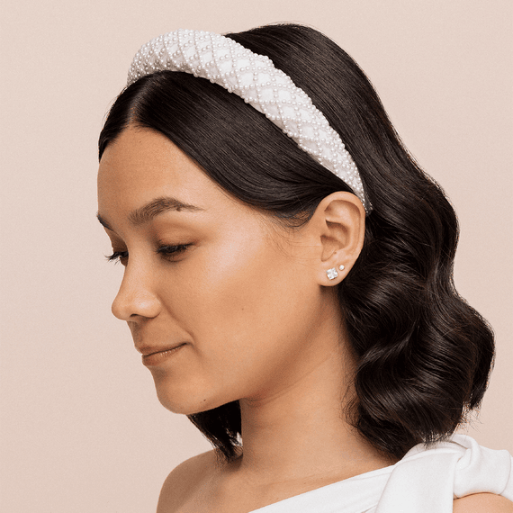 Perlenhaarreif, 3 cm, offwhite
