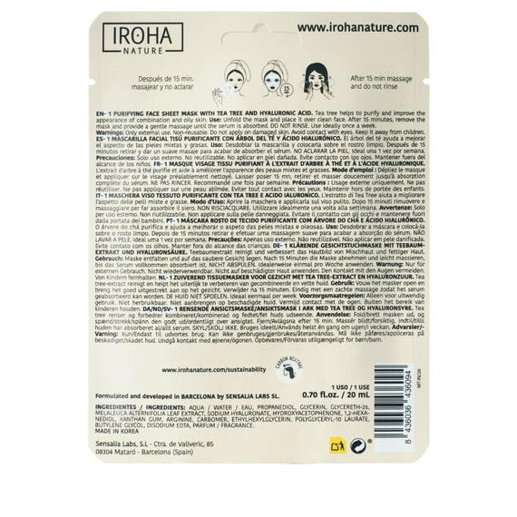 Purifying Face Sheet Mask Tea Tree + Hyaluronic Acid