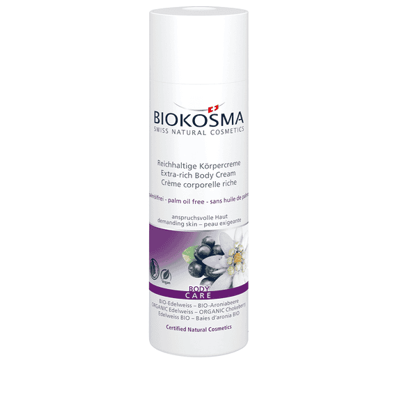 Reichhaltige, palmölfreie Körpercreme BIO-Edelweiss & BIO-Aroniabeere