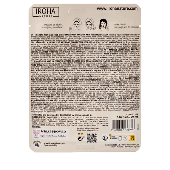Anti Age Face Sheet Mask Rosehip + HA
