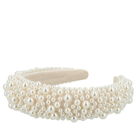 Large Serre-Tête À Perles - Crème