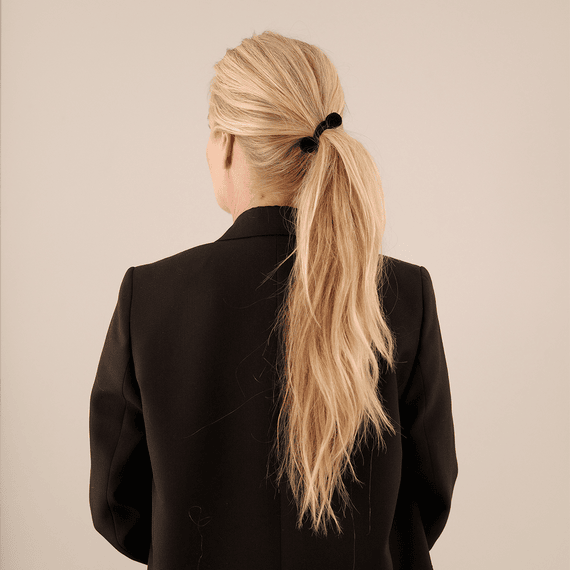 Hair Tie Pom Pom "Ibiza" 3-pack Black