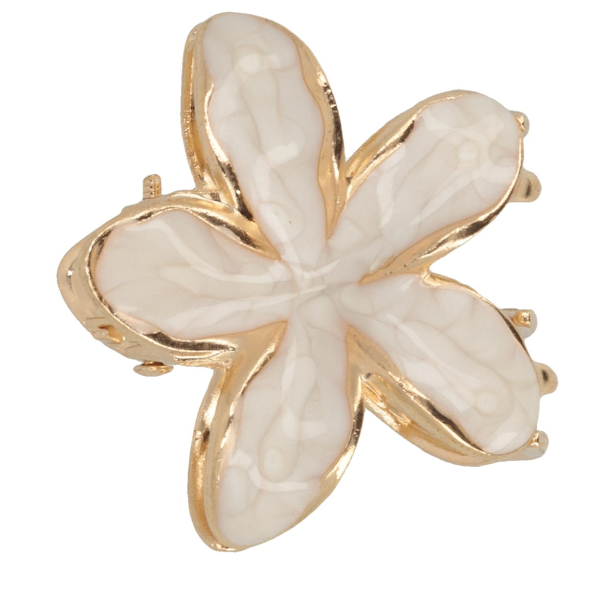 Clip A Fiore In Metallo - Oro Crema