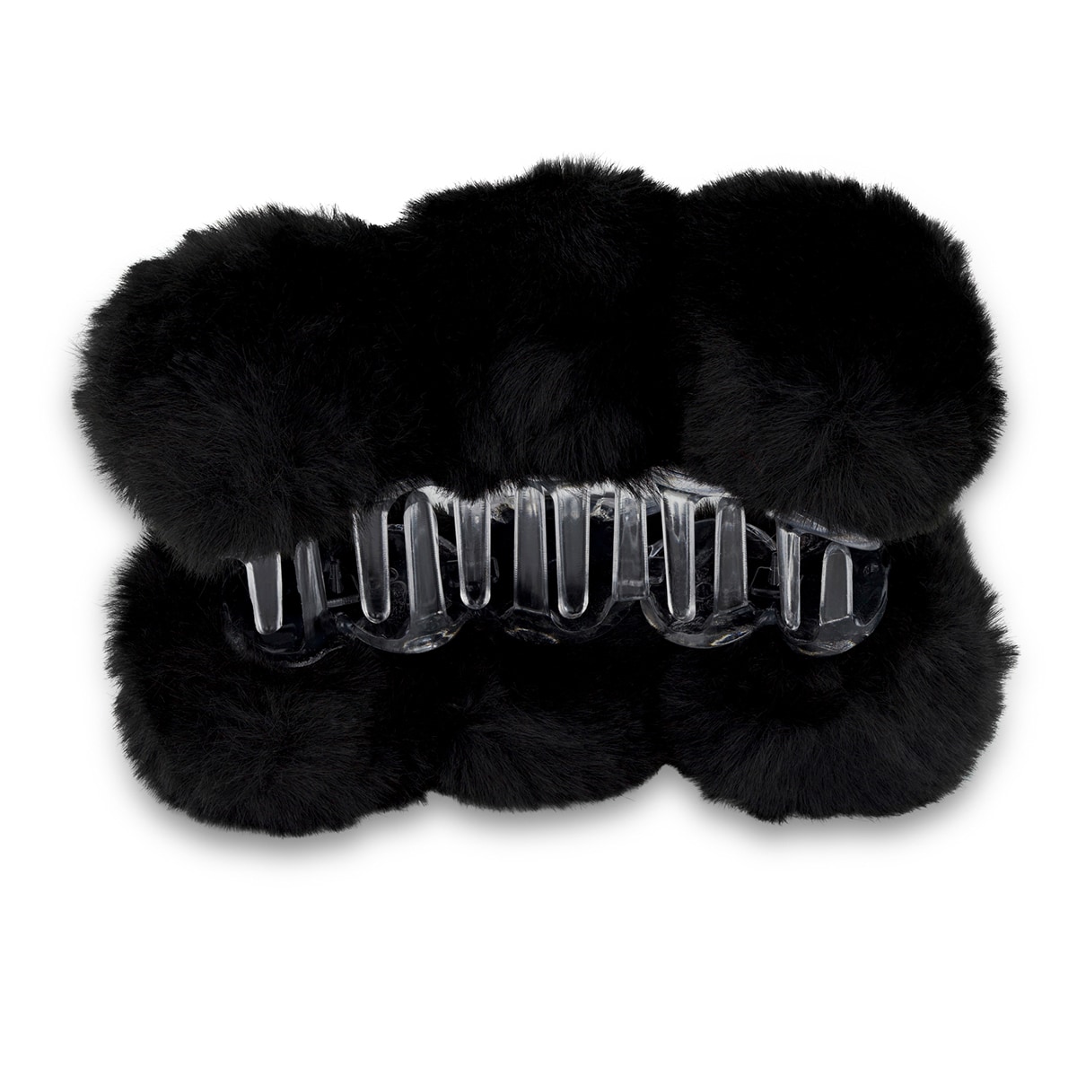 Pince à Cheveux en Fausse Fourrure avec Pompons