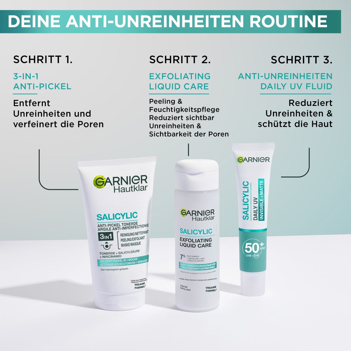 Hautklar 3-in-1 Reinigung + Peeling + Maske