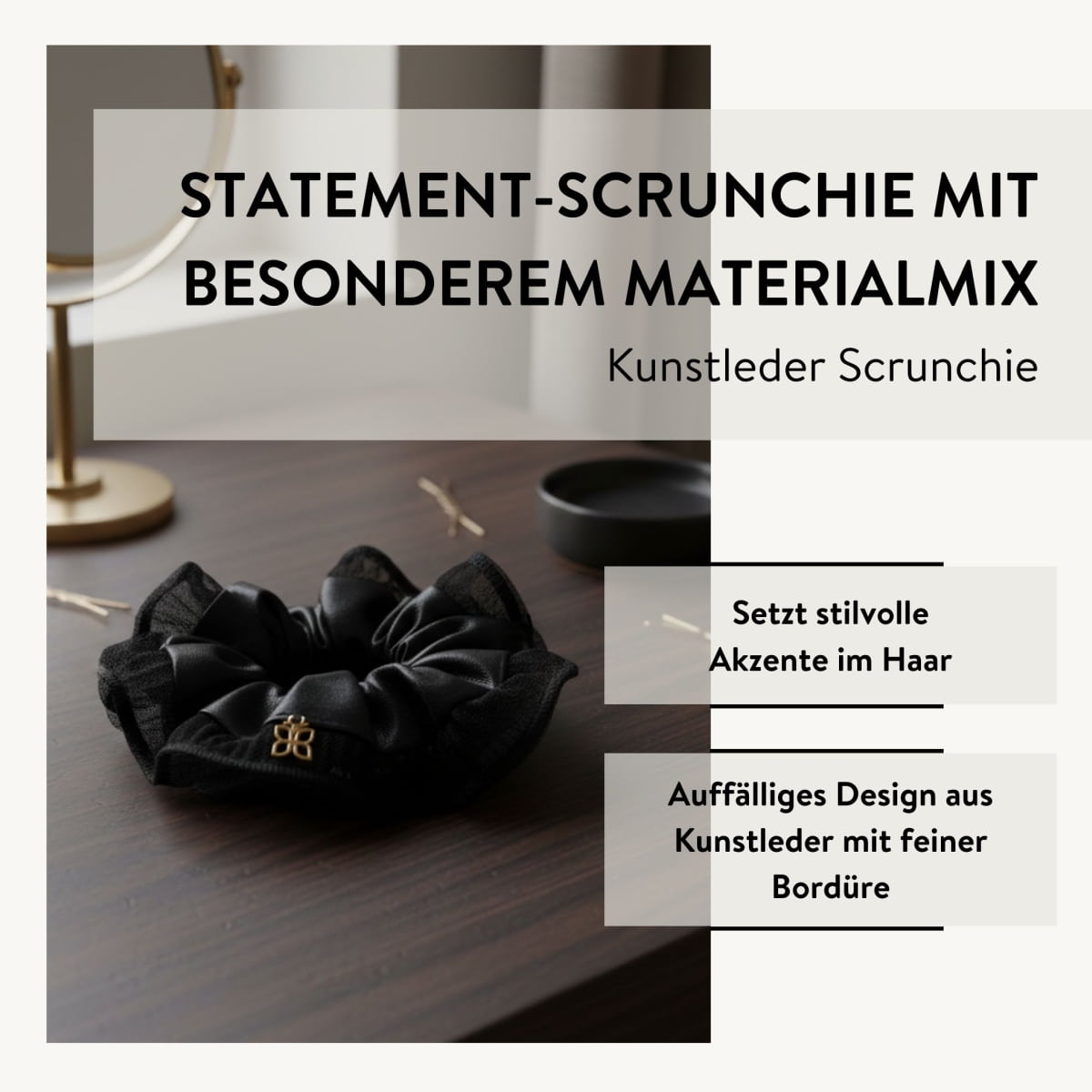 Scrunchie, faux leather, 1 pc.