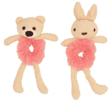 2er Haargummis Flauschig Hase/Bär - Rosa