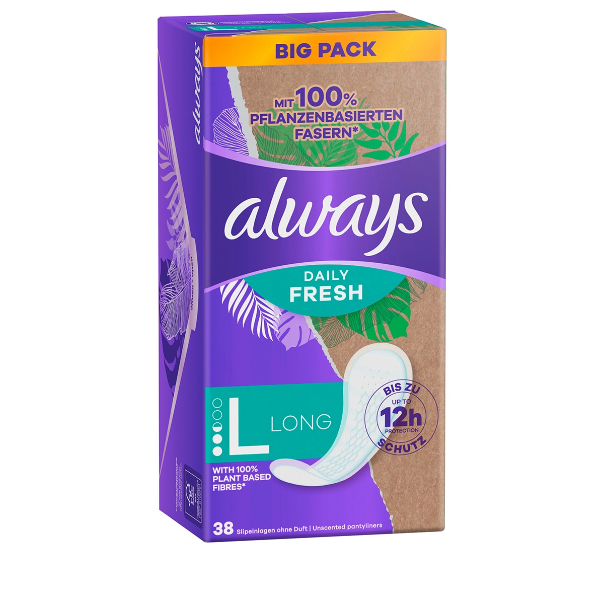 Protège-Slips Long 100% Végétaux Big Pack - 38 Pcs.