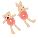 2-Piece Fluffy Hair Tie Set Bear & Bunny