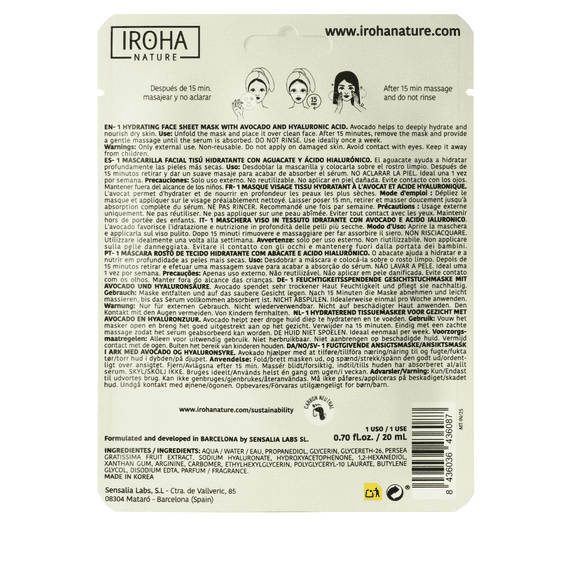 Hydrating Face Sheet Mask Avocado + Hyaluronic Acid