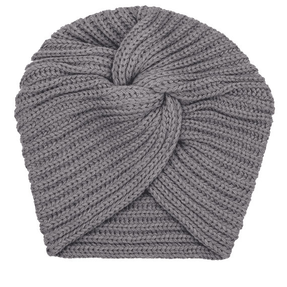 Knitted turban cap, grey