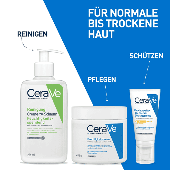 Creme-zu-Schaum Reinigung für normale bis trockene Haut