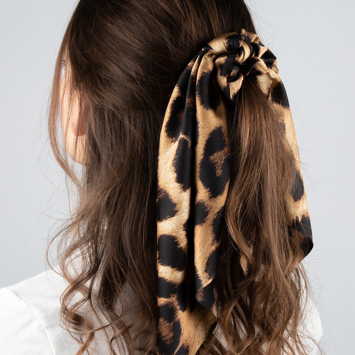 Scrunchies plain and in leo print, with bow