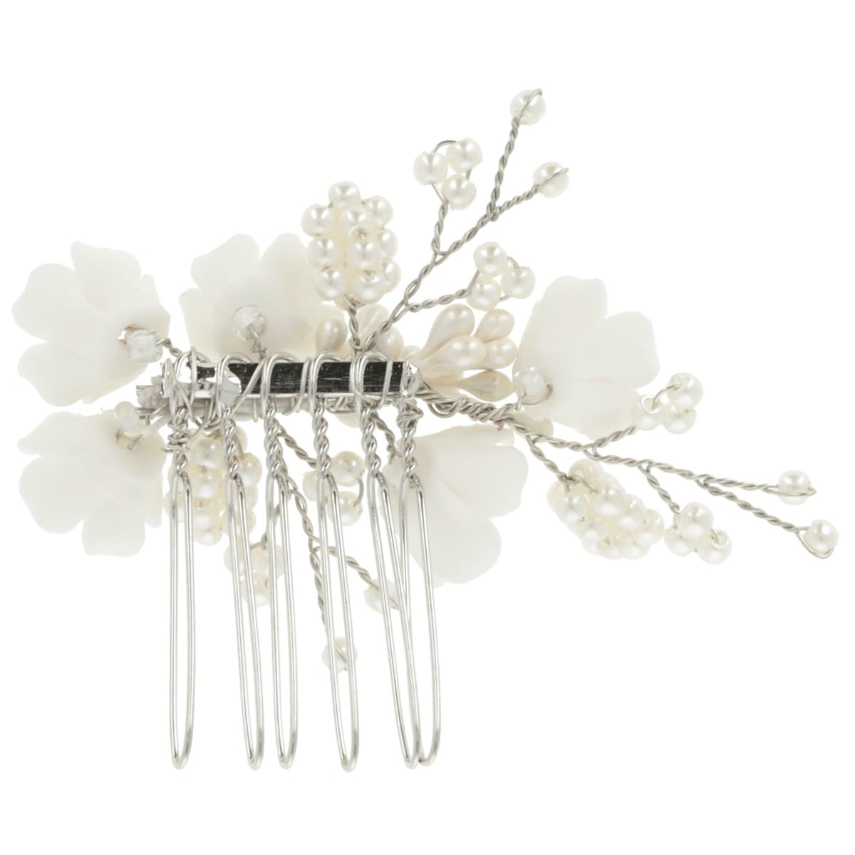 Haarkamm mit Blüten - Silber