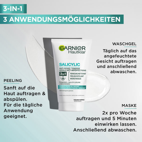 Hautklar 3-in-1 Reinigung + Peeling + Maske