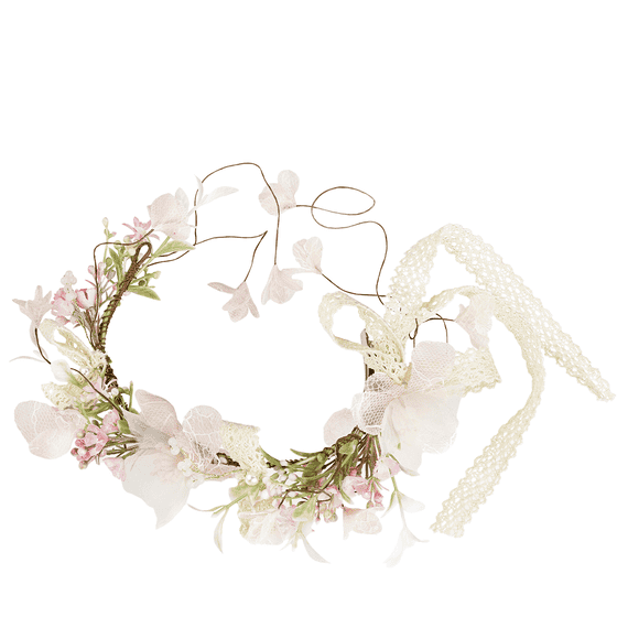 Couronne de cheveux avec des fleurs, des rubans et un clip
