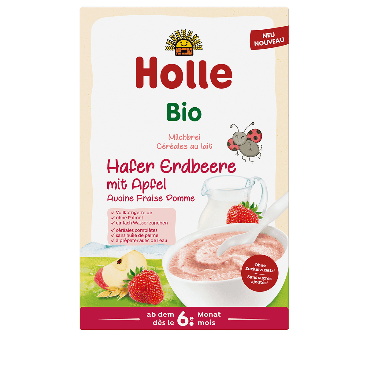 Bio-Milchbrei Hafer Erdbeere mit Apfel