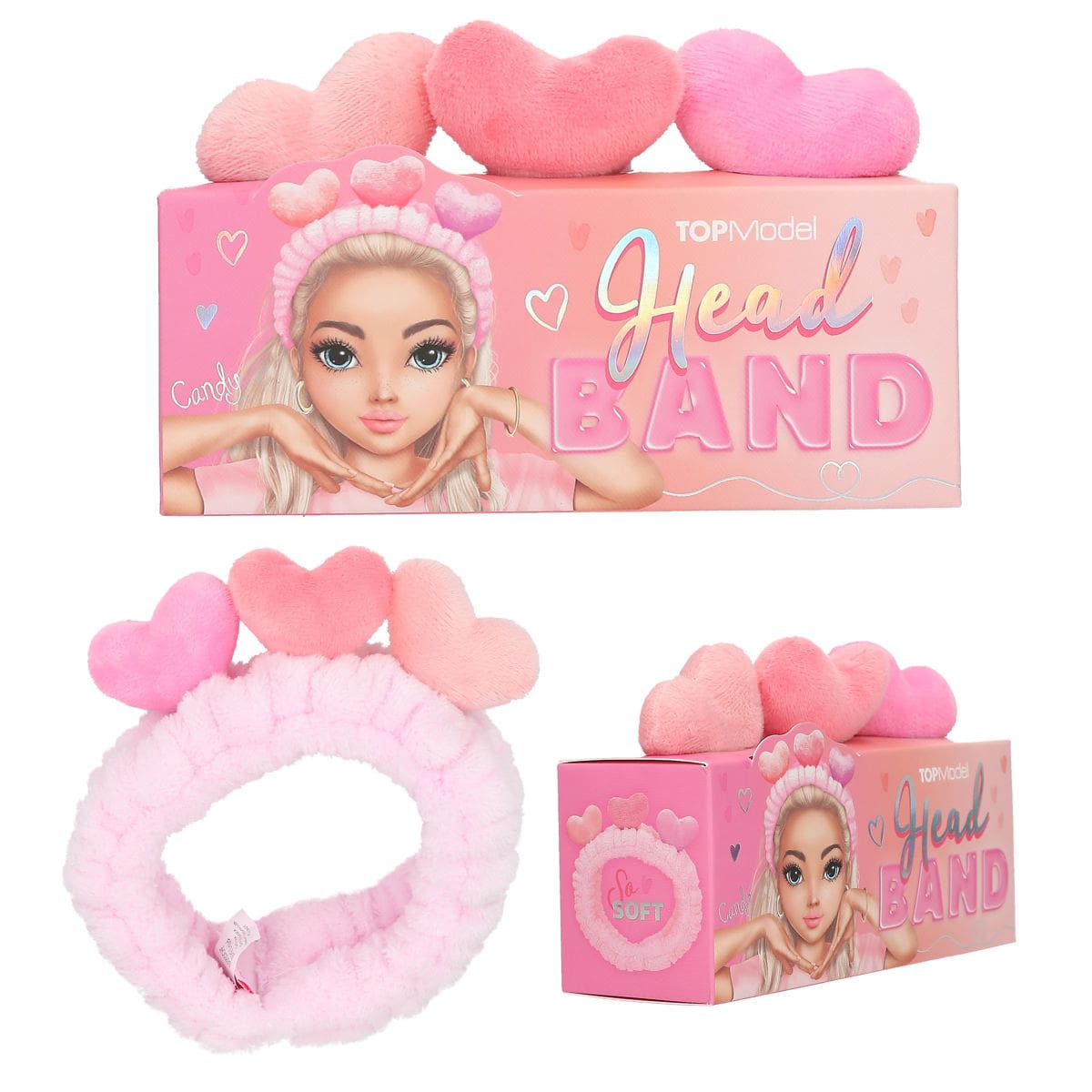 Bandeau cheveux cœurs peluche