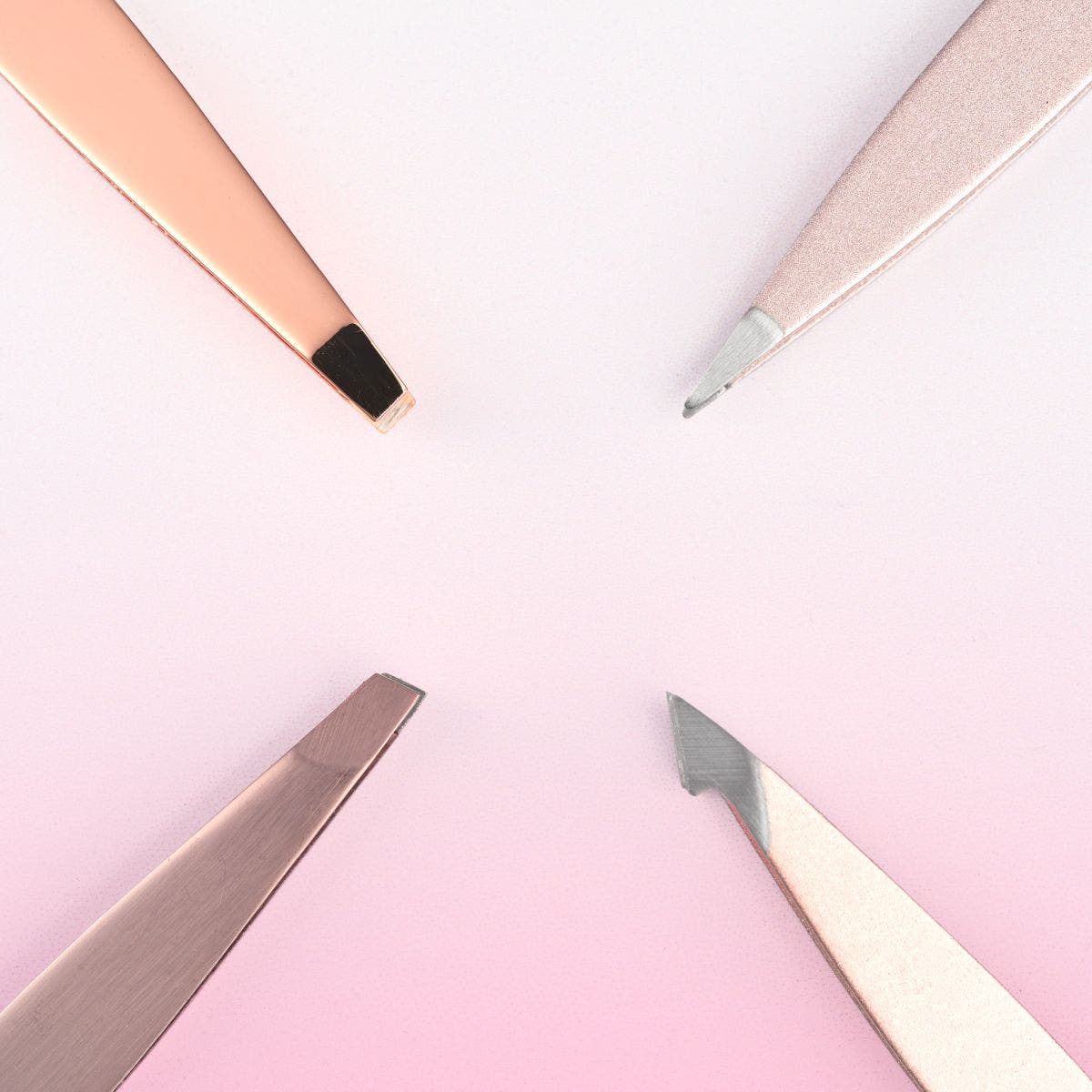 Brushworks 4 Piece Combination Tweezer Set - Gold