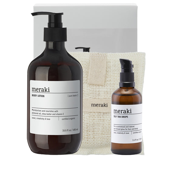 Geschenkbox Selbstbräuner-Tropfen + Badehandschuh + Body Lotion